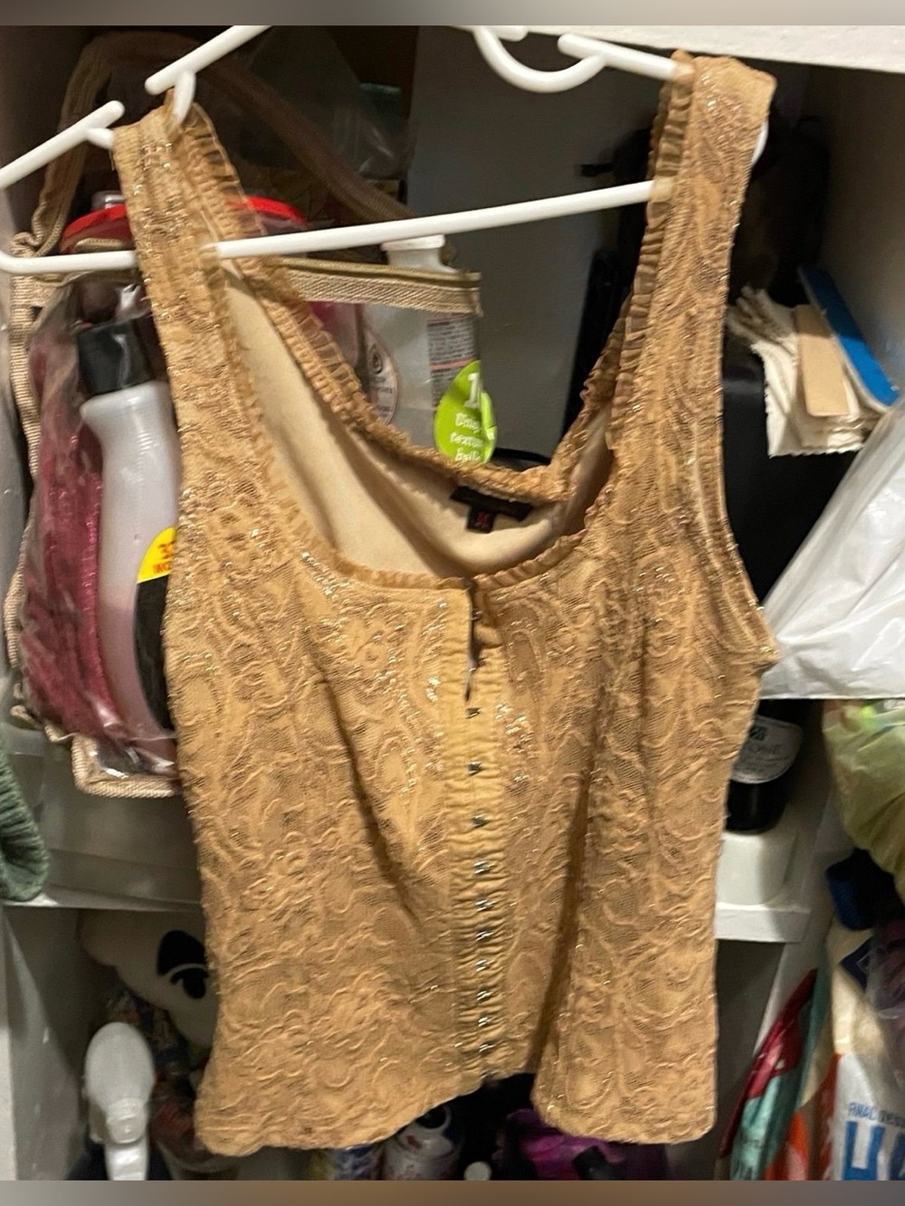 Gold Lace Cami Corset Top by Shameless sz Medium